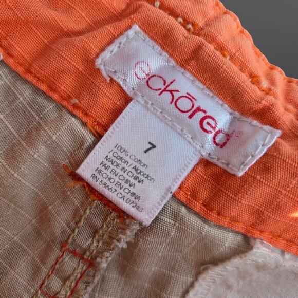 Y2K Ecko Red Camouflage Cargo Shorts With Zippers Size 7 Brown Orange Utility - Picture 6 of 9